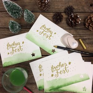 Weihnachtskarten lettern DIY Handlettering